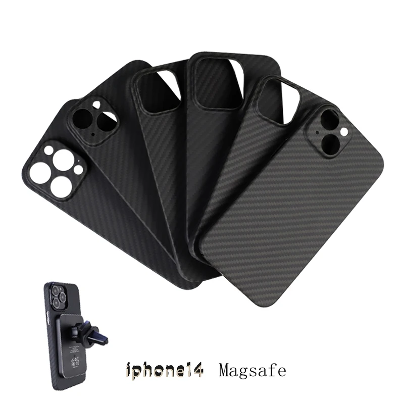 Kılıf Apple iPhone 13 14 Artı Pro Max Magsafe Manyetik Karbon Fiber Aramid Cep Telefonu Koruyucu Kapak Kılıfları Koruma