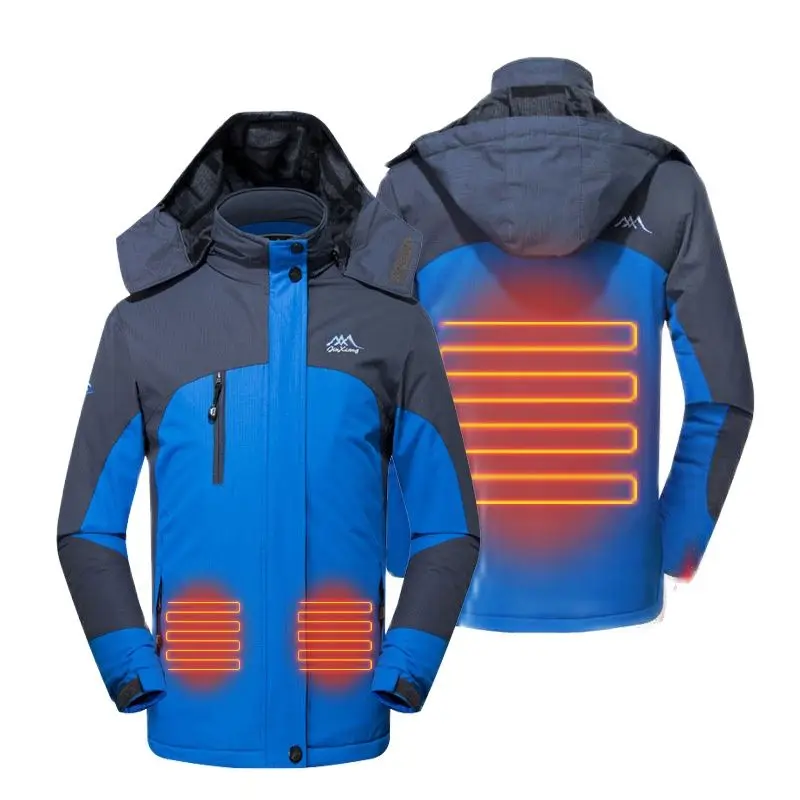 Kış USB 3 alanları ısıtma ceket Erkekler ve kadınlar Parka açık yürüyüş ceketi elektroterm ceket rüzgar geçirmez su geçirmez rüzgarlık