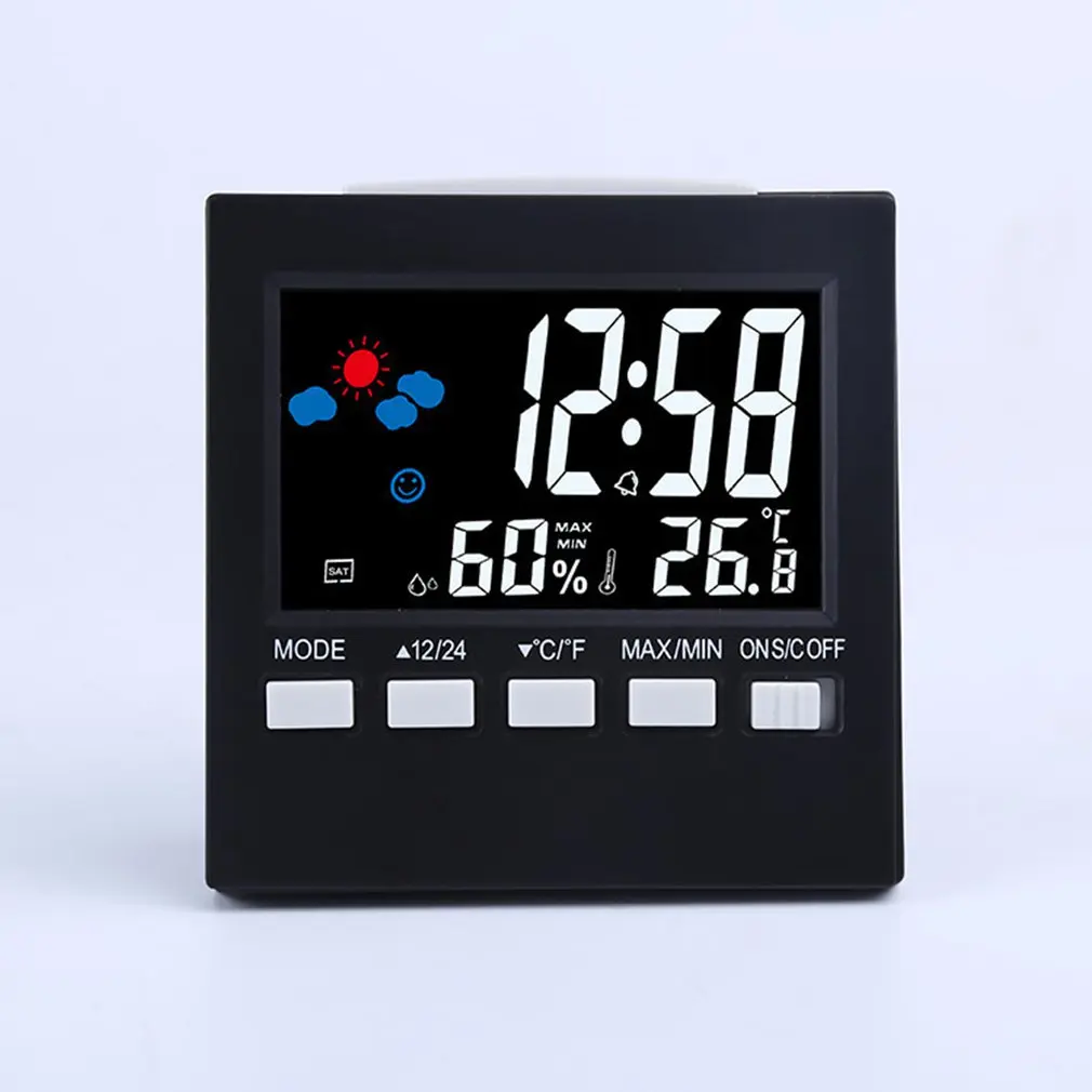 LCD Dijital Termometre Hava İstasyonu Saat ve çalar saat Takvim Odası Ev Higrometre Termometre Sıcaklık Nem Ölçer