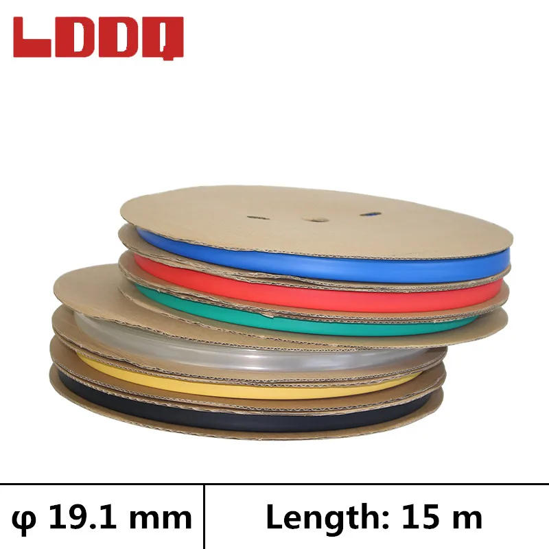 LDDQ 15m ısı borusu shrink 3:1 Yapıştırıcı tutkal ile Dia 19.1 mm tel sarma kablo kılıfı yedi renk daralan boru termorretractil
