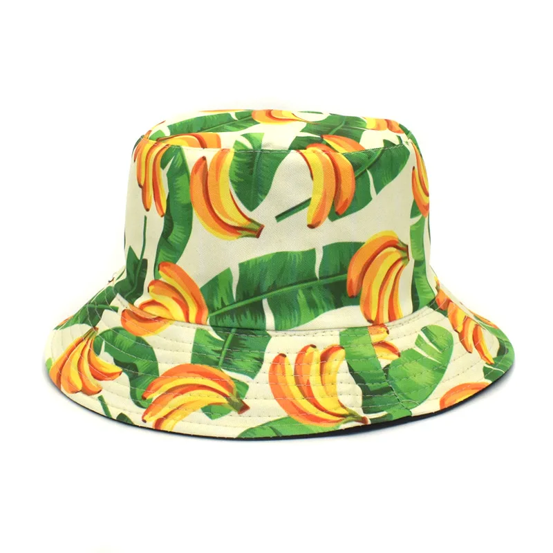 Ldslyjr Pamuk Muz Baskı Kova Şapka Balıkçı Şapka Açık Seyahat Şapka güneşlikli kep Şapka Erkekler ve Kadınlar için 381