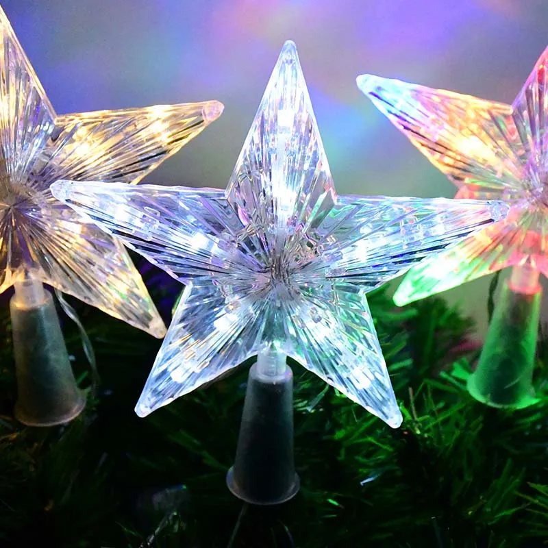 LED Yıldız Lambası Yılbaşı Ağacı üst dekorasyon LED Yıldız ışığı Noel Ağacı askı süsleri Navidad Hediye Yeni Yıl 2023 Doğum Noel