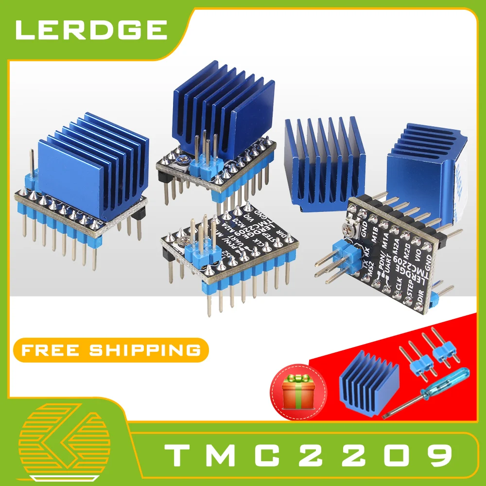 LERDGE 3D Yazıcı Parçaları TMC2209 Step Motor Sürücü 256 UART TMC2208 A4988 LV8729 TMC2130 Kurulu Ultra Sessiz Ender3
