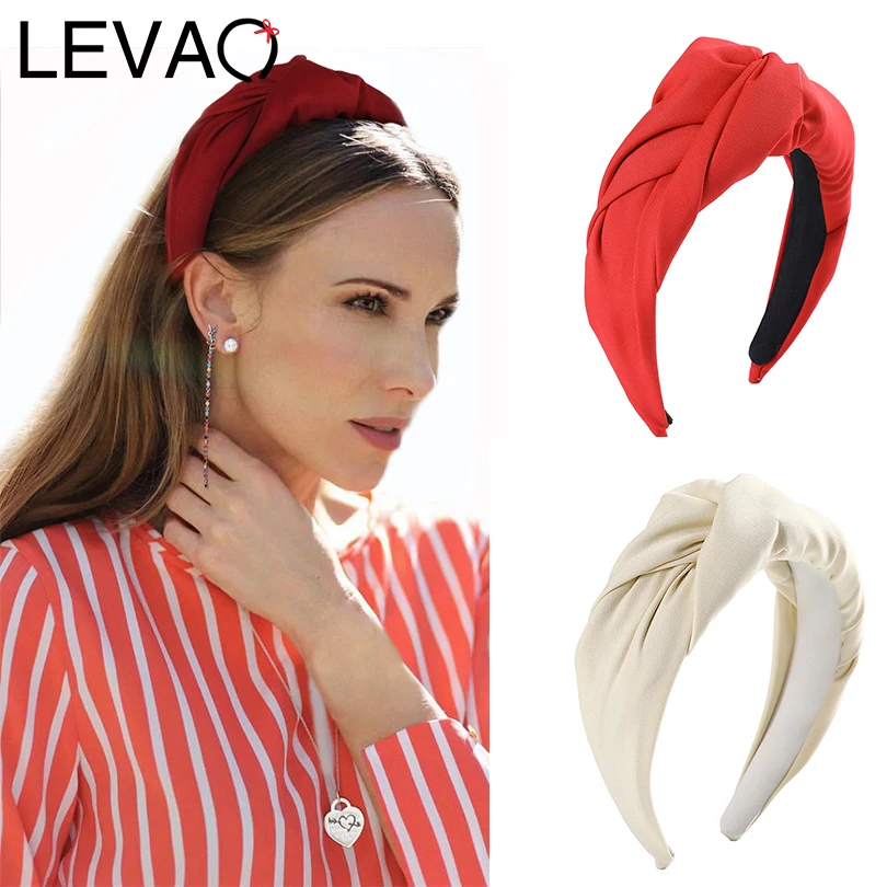 LEVAO Düz Geniş kenarlı Kafa Bandı Knuckle Orta Düğümlü Hairbands Çerçeve Türban Kadın Kızlar saç aksesuarları Saç Çember Moda