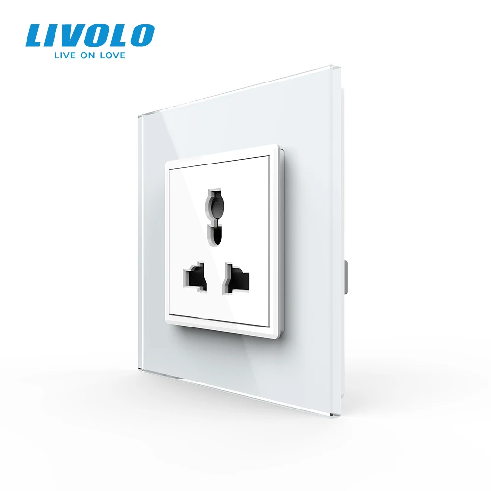 Livolo İNGILTERE standart Priz, 16A akım, lüks 3 renkler kristal cam panel, çok fonksiyonlu soket fonksiyon tuşu