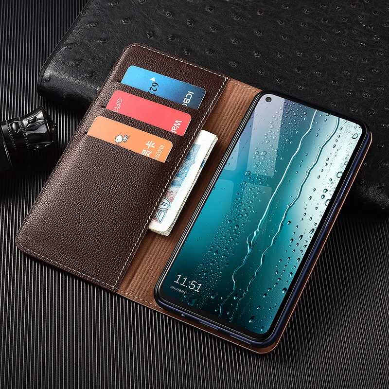 Lychee Desen Lüks deri cüzdan Telefon Kılıfı için Samsung Galaxy A11 A21 A31 A41 A51 A71 A81 A91 4G 5G Manyetik Kapak Çevirin