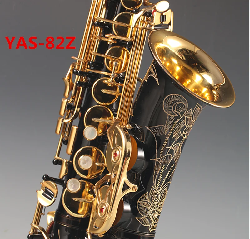 Marka YENİ YAS-82Z Alto Saksafon Siyah Altın Anahtar Yüksek Kalite Süper Profesyonel Müzik Aletleri Sax Ağızlık Kamış Ücretsiz