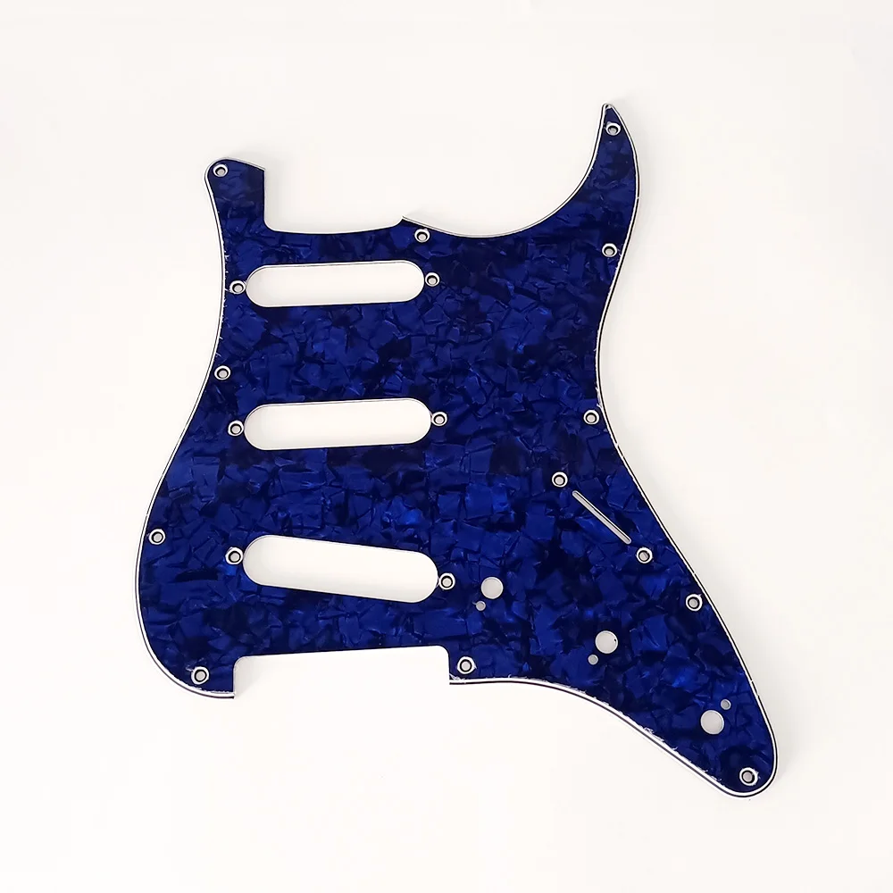 Mavi İnci 3 Kat 11 Delik SSS Gitar Pickguard Anti-Scratch Plaka ST FD Elektrik