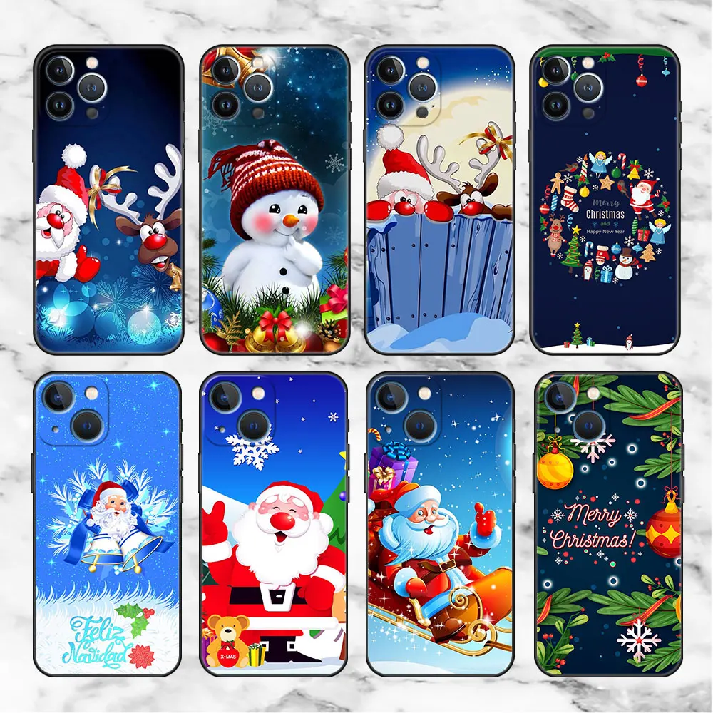 Merry Christmas Kar Kılıf Apple iPhone 14 Pro Max 13 11 12 Mini SE 7 8 Artı X XS 6 6S Silikon Telefon Kapak Yumuşak TPU Funda