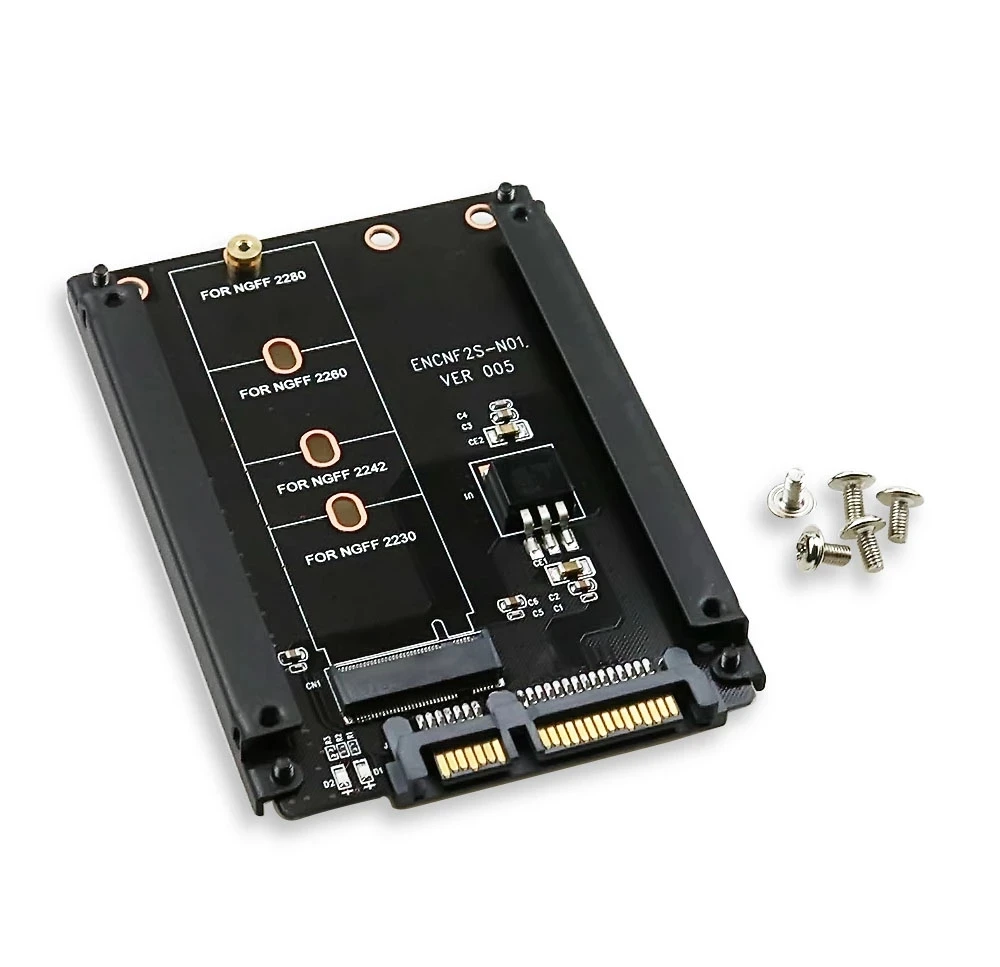 Metal Kasa B + M Anahtar M. 2 NGFF SSD 2.5 SATA 6 gb/s Adaptör Kartı Muhafaza Soketi İle M2 NGFF Adaptörü İle 5 Vida