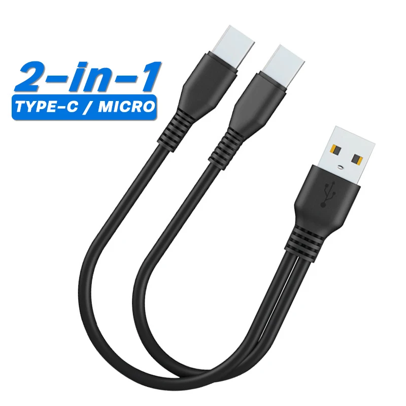 Mikro USB kablo ayırıcı Kablo 2İn1 Tip C şarj kablosu 25cm Kısa USB cep telefonu kablosu Kablosu Android Kablosu Xiaomi Samsung İçin