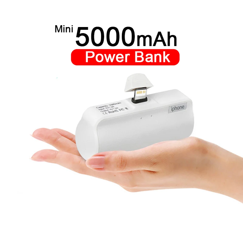 Mini Güç Bankası 5000mAh Taşınabilir Şarj Powerbank Telefon Yedek Harici Pil Bankası iPhone 14 13 12 Pro Max Samsung Xiaomi