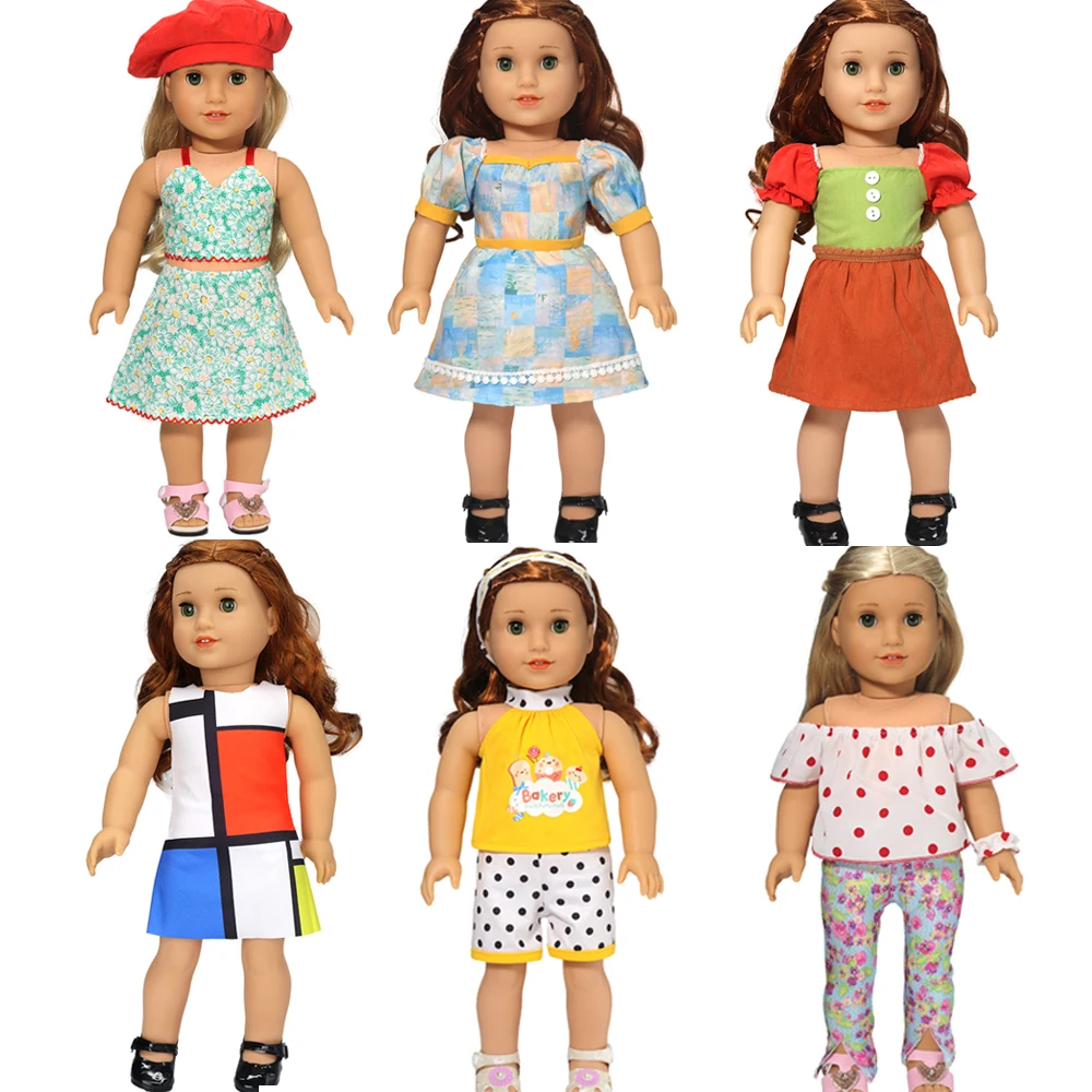 mini oyuncak bebek giysileri 43cm-45cm amerikan oyuncak bebek Moda Denim tulum, yay elbise Kız hediye