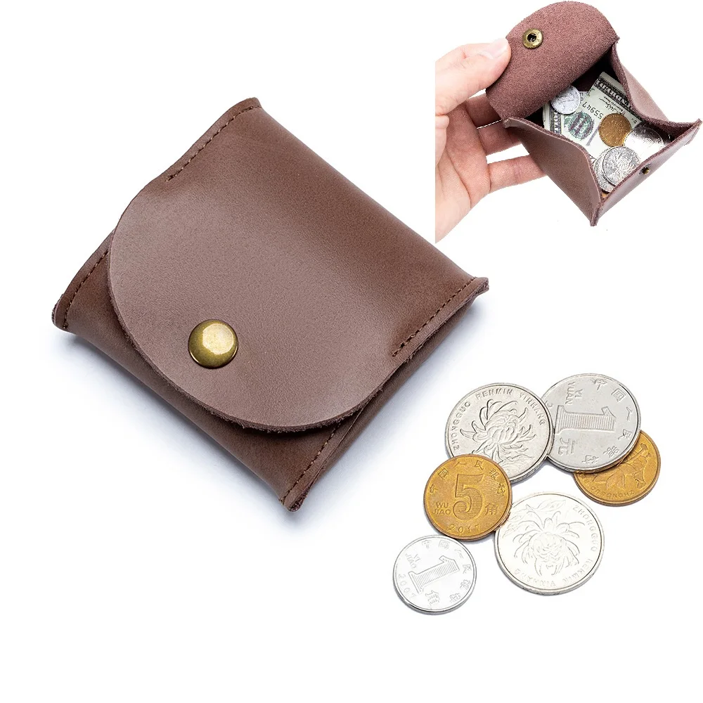 Mini Vintage Kadın erkek bozuk para cüzdanı bozuk para cüzdanı Retro Bölünmüş Deri Anahtarlık Küçük Para Çantası Para Değişimi bozuk para kesesi