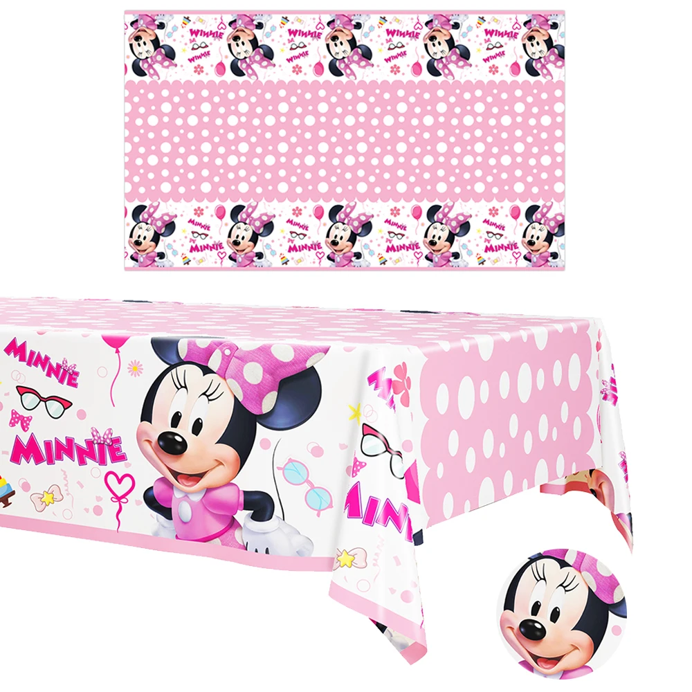 Minnie Mouse Doğum Günü Partisi Dekorasyon Minnie Tek Kullanımlık Masa Örtüsü Sofra Kızlar Parti Masa Örtüsü Bebek Duş Malzemeleri Hediyeler