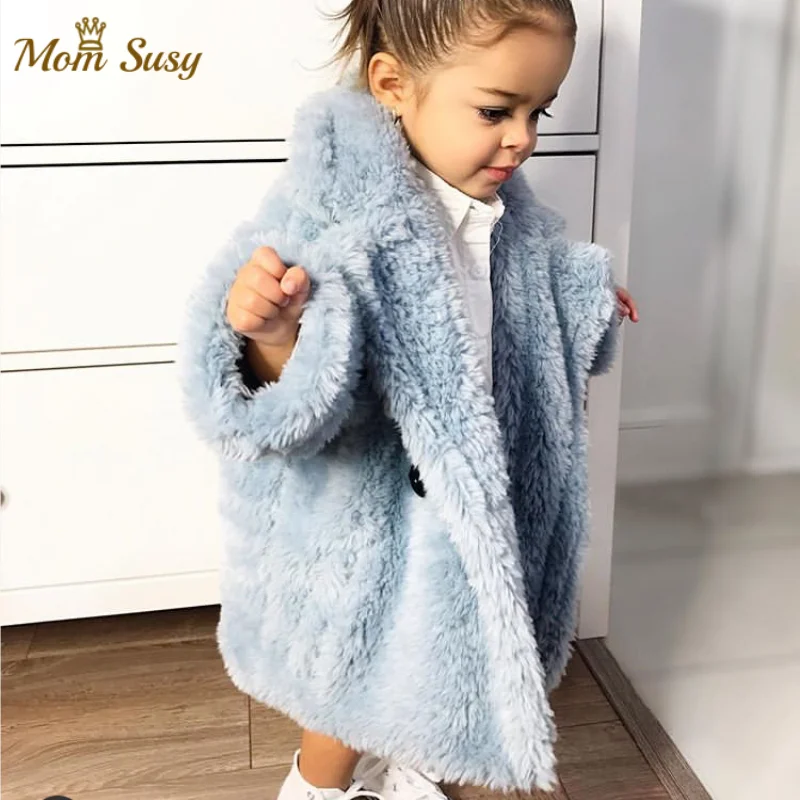 Moda Bebek Kız Kış Ceket Kürk Kalın Yürümeye Başlayan Çocuk Sıcak Koyun Gibi Ceket Yün Bebek Dış Giyim Yüksek Kaliteli Kız Giysileri 2-14Y