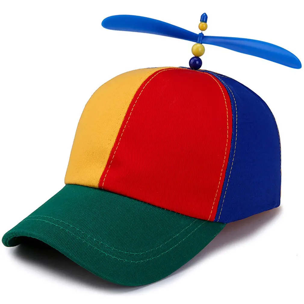 Moda Renkli Bambu Yusufçuk Patchwork beyzbol şapkası Yetişkin Ayrılabilir Helikopter Pervane Komik Macera Baba Şapka