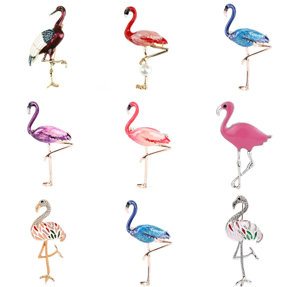 Moda Yaratıcı Hayvan Flamingo Kuş Broş Kadınlar, erkekler Metal Broş Kadınlar İçin Moda Rozeti Broş Takı