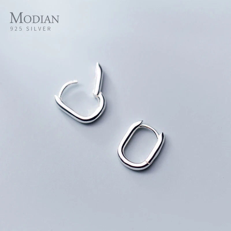 Modian Basit Oval Köpüklü Hoop Küpe 100 %925 Ayar Gümüş Moda Charm Çemberler Kulak Kadınlar İçin noel hediyesi Takı