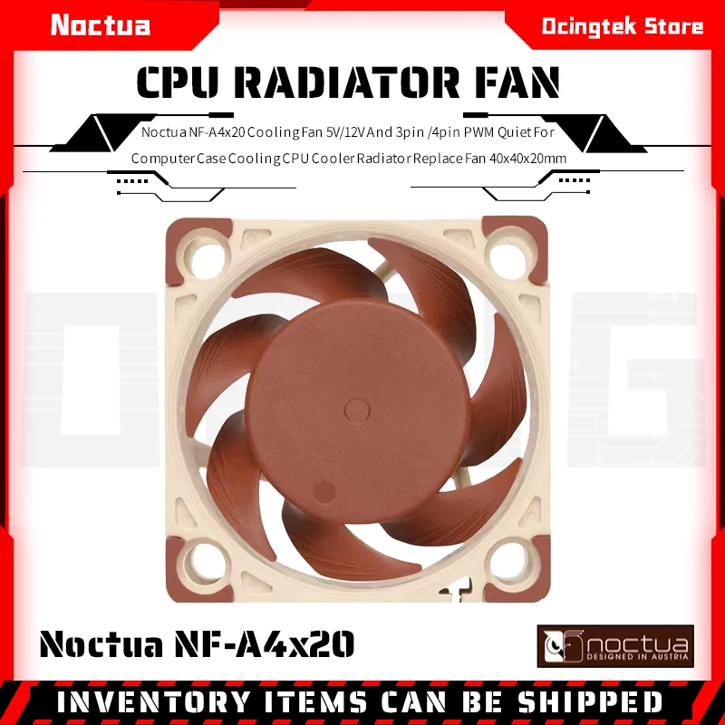 Noctua NF-A4x20 Soğutma Fanı 5V/12V Ve 3pin /4pin PWM Sessiz bilgisayar kasası Soğutma CPU soğutucu Radyatör Değiştirin Fan 40x40x20mm