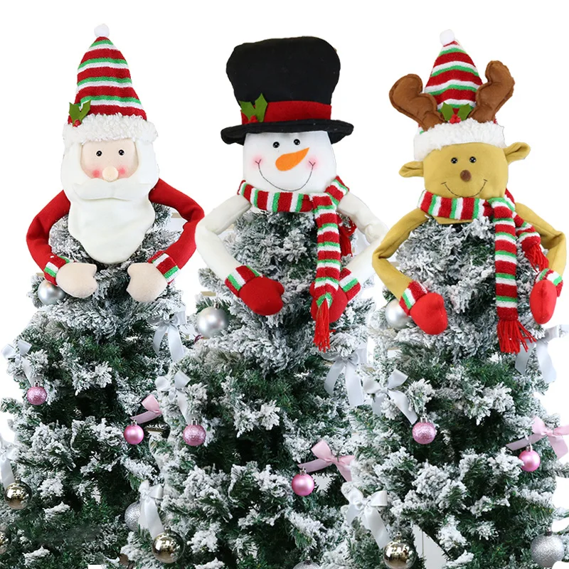 Noel Ağacı Üst Yıldız Süslemeleri Noel Baba Kardan Adam Bebek Noel Ağacı Şapka Keçe Süsler Noel Ağacı İçin Mutlu Yeni Yıl 2023