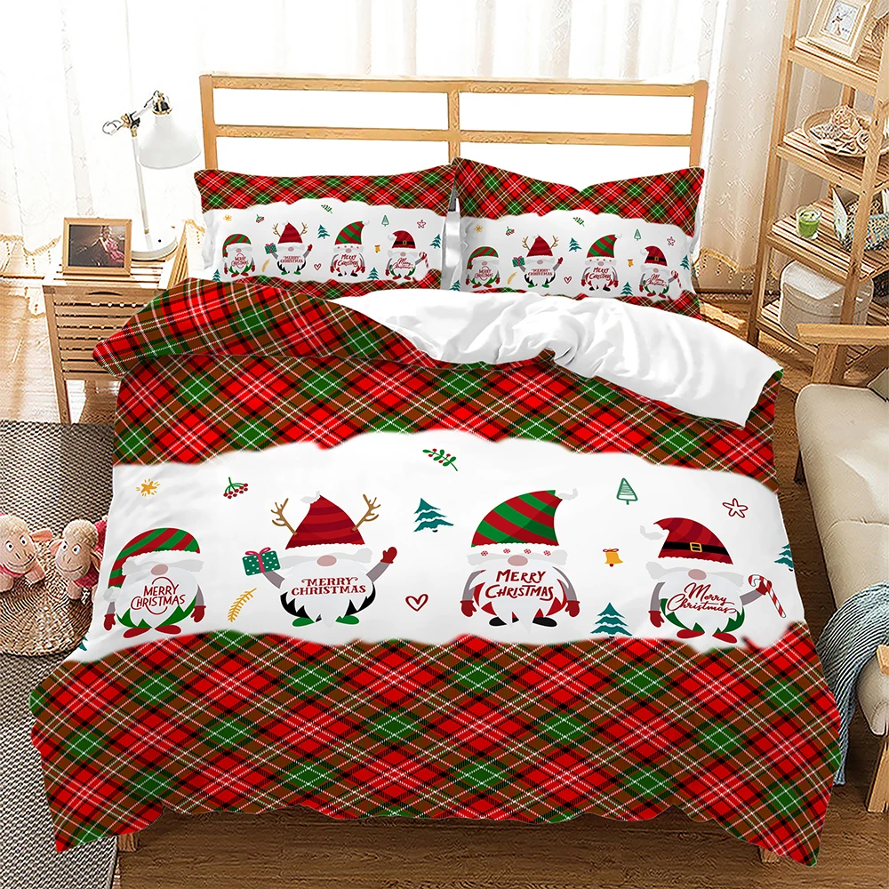 Noel Yorgan yatak örtüsü seti Karikatür Mutlu Noel nevresim takımı yorgan seti Polyester Yastık Kılıfı Çift Kraliçe Kral