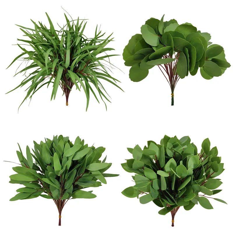 Okaliptüs Yapay Bitkiler 3D Yeşil Yaprak Bitki Düğün Ev Dekor DIY Dekorasyon Masa Dekorları Yapay Dekorasyon
