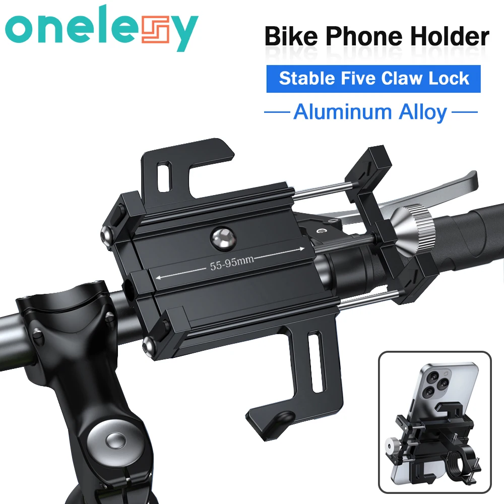 Onelesy Evrensel Bisiklet telefon tutucu Ayarlanabilir Motosiklet Bisiklet Tutucu Cep Telefonları için Alüminyum Alaşımlı Navigasyon Montaj Standı