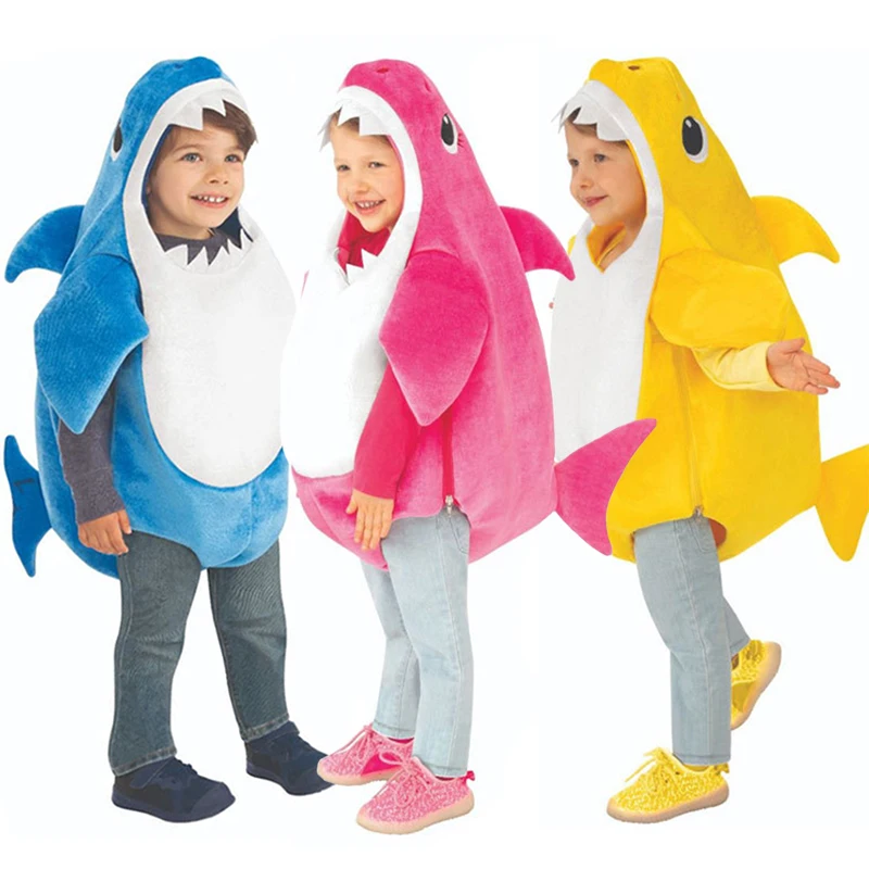 Onesies Çocuklar Cadılar Bayramı Noel Cosplay Kostüm Yürümeye Başlayan Aile Komik Köpekbalığı Kostüm Tulum Karnaval Parti Elbise Hayvan Takım Elbise