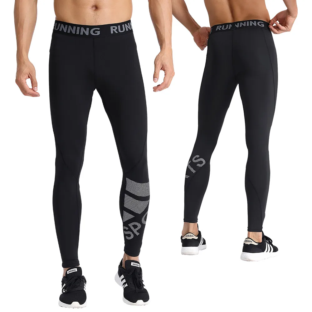 Polyester erkek Tayt Nefes Sıkıştırma Pantolon Spor Spor Pantolon Koşu Tayt Çabuk Kuruyan Siyah alıştırma külodu