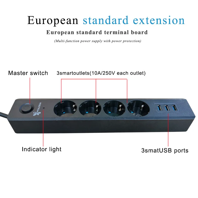 Premium Akıllı 2 Yuvarlak elektrik panosu USB Seyahat adaptör soketi EU1. 8M Uzatma Kablosu Mutfak Evrensel Şarj priz