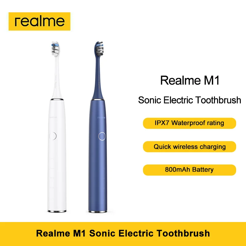 Realme için M1 Sonic Elektrikli Diş Fırçası 800mAh Pil 3.5 mm Fırça Kafası IPX7 Hızlı Kablosuz Şarj 4 Temizleme modları