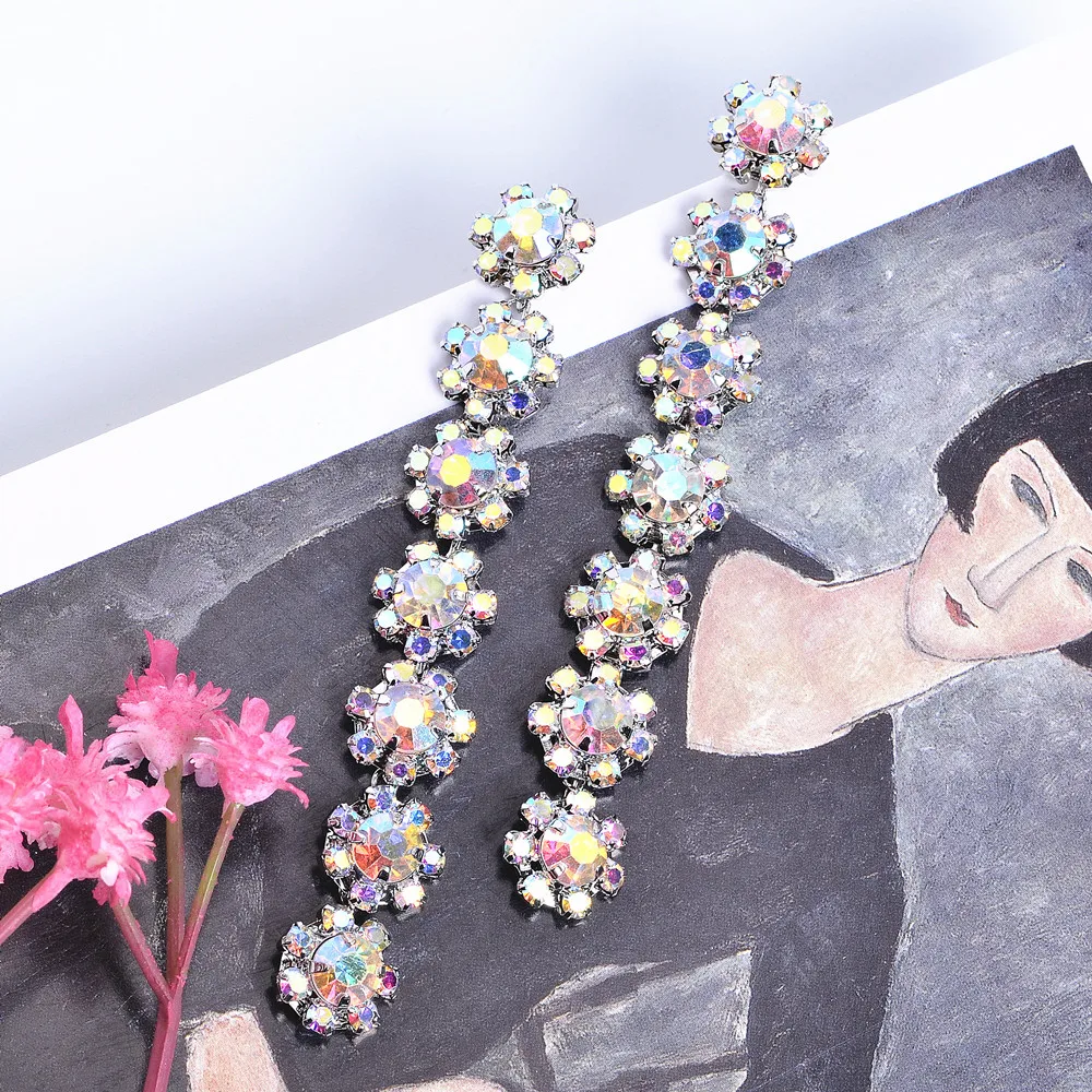 Renkli Rhinestone Küpe, kadın Kulak Hattı Takı, moda taşlar Piercing, Tüm Maç Yeni Kristal Aksesuarları CORUİXİ E18366