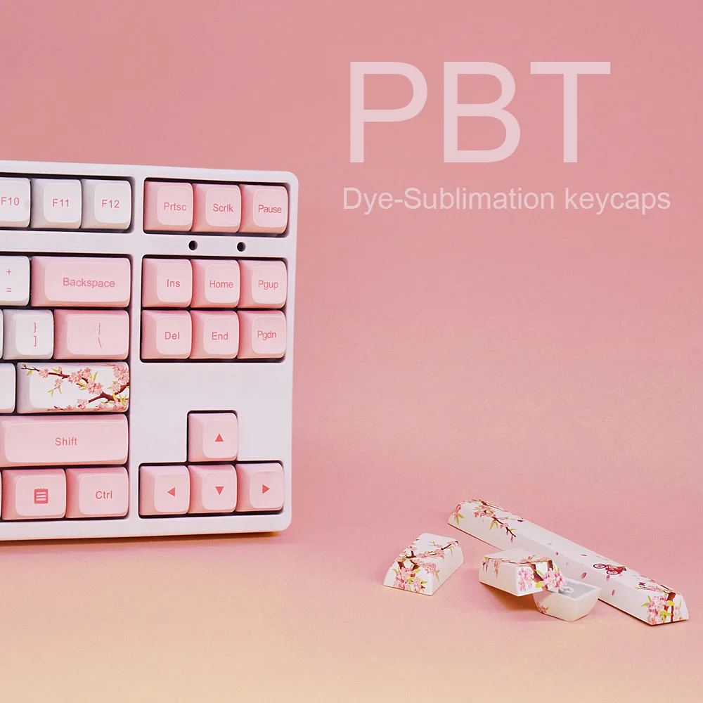 Romantik Sakura PBT Keycaps XDA Profil 131 tuşları BOYA ALT Kişiselleştirilmiş Klavye İçin GH60 60 %75% TKL Mekanik Klavye MX Anahtarı