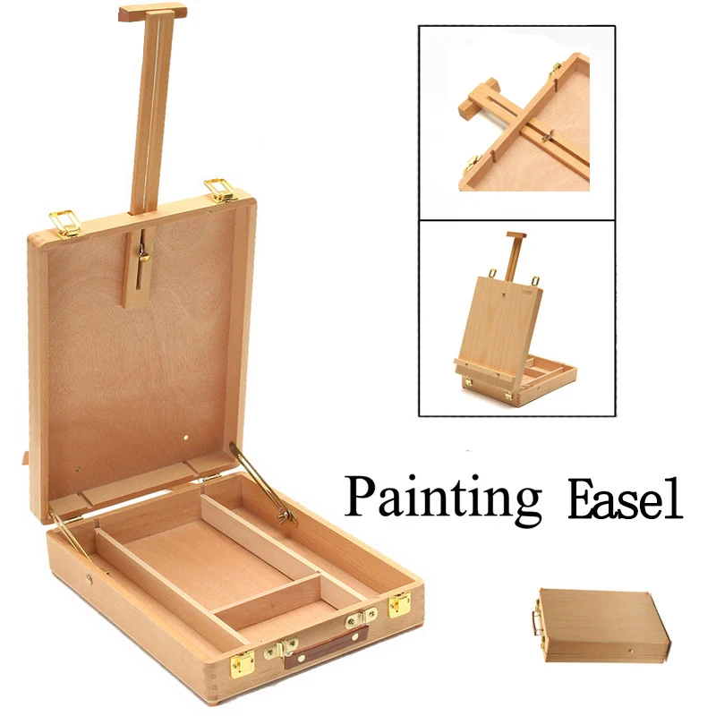 RUOPOTY Boyama Aracı Şövale Çok Fonksiyonlu Boyama Sanatçı Şövale Boya Kaynağı Ahşap Masa Geri Çekilebilir kutu tahtası