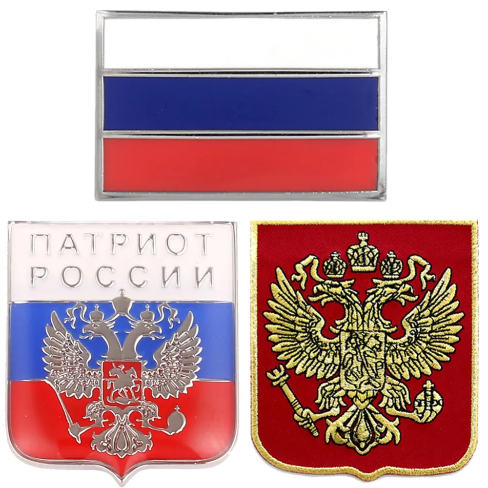 Rusya Bayrağı Yaka Pin ve Rus Ulusal Amblem Yamalar Lot 3
