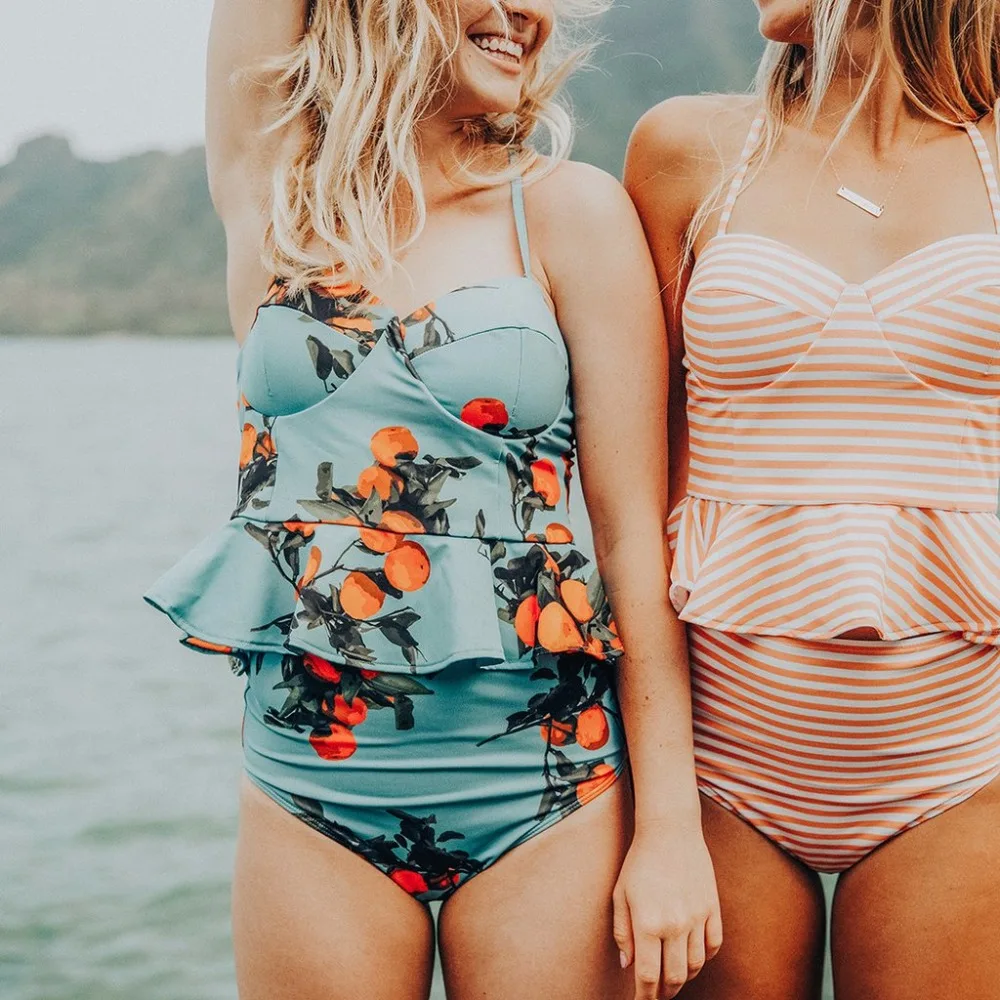 Seksi Yüksek Boyun bikini seti Mayo Kadınlar Brezilyalı Yüksek Bel Çiçek Mayo Biquini Plaj Bikini Push Up Halter Mayo