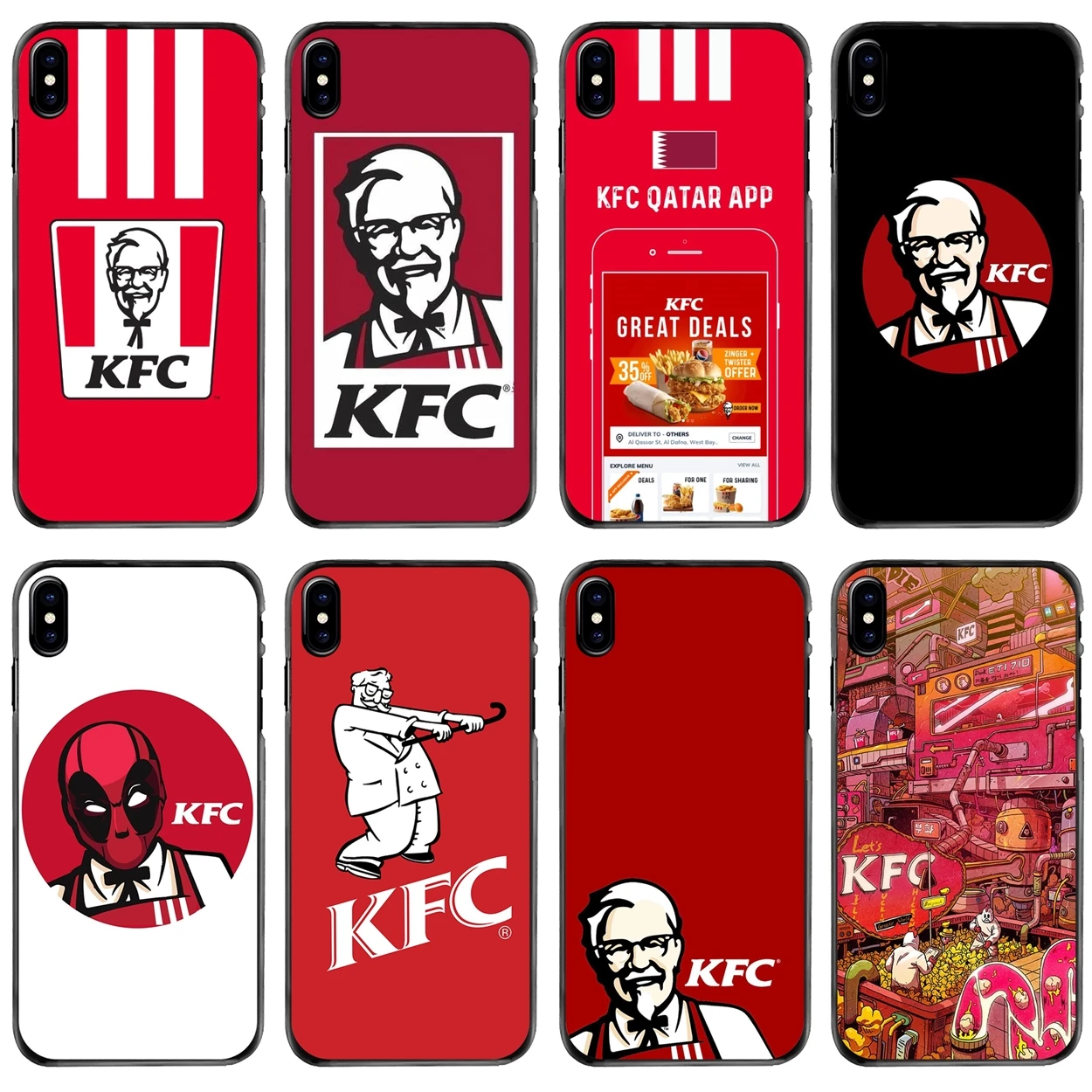 Sert Telefon Kabuk Durumda Kırmızı KFC fast food Apple iPhone 11 12 13 14 Pro MAX Mini 5 5S SE 6 6S 7 8 Artı 10 X XR XS