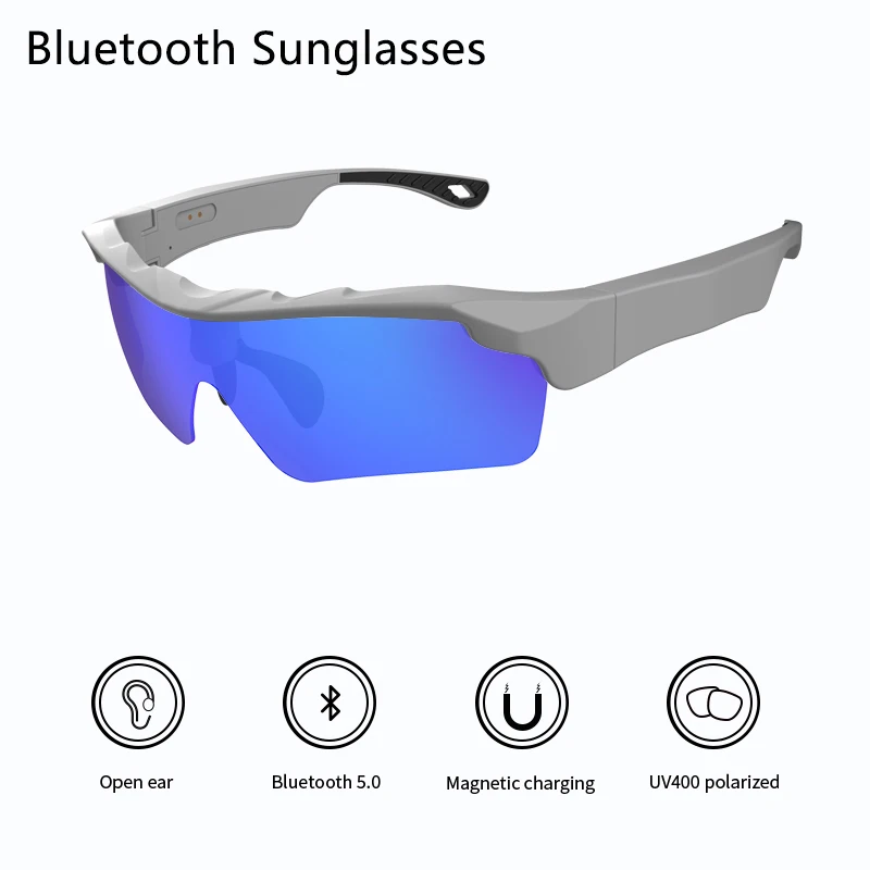 Ses Akıllı Güneş Gözlüğü Açık kulaklıklar Bluetooth Müzik Gözlük Erkekler Bisiklet Gözlük UV400 Hafif Spor El-ücretsiz Çağrı