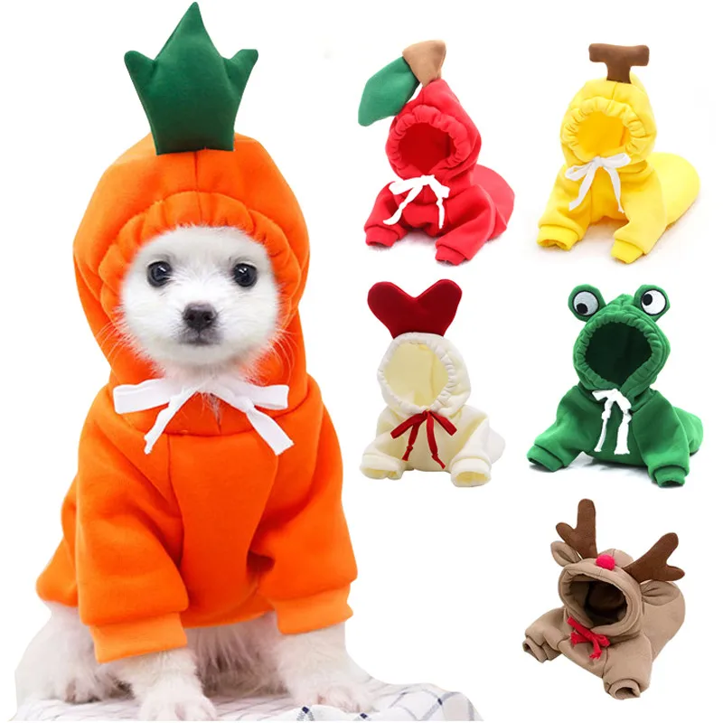 Sevimli Meyve Köpek Giysileri Ren Geyiği Küçük Köpekler Hoodies Sıcak Pet Giyim Yavru Kedi Kostüm Ceket Chihuahua Fare Peynir Ceket Takım Elbise