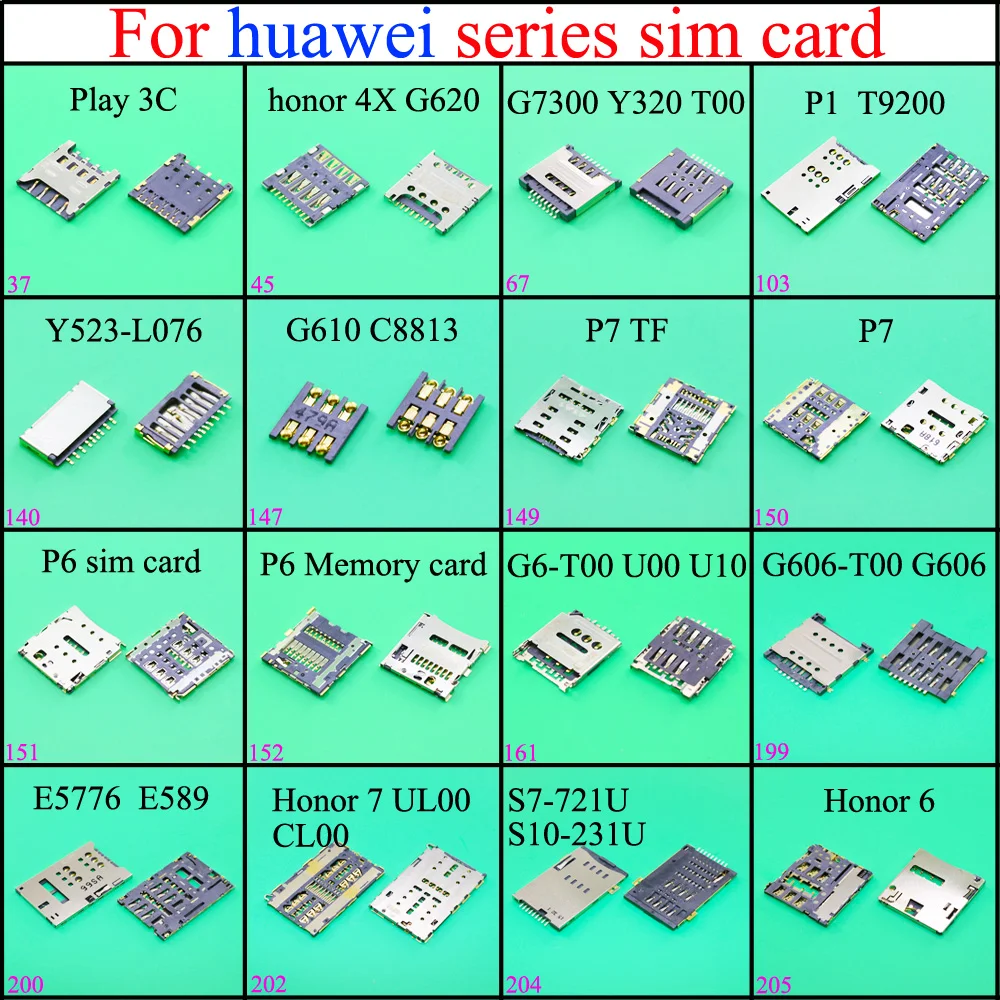 SIM kart okuyucu konektörü Tutucu Soket huawei oyun 3c 4x G620 G7300 Y320 T00 P1 T9200 Y523-L076 P7TF P7 P6 G606 Honor7 u10