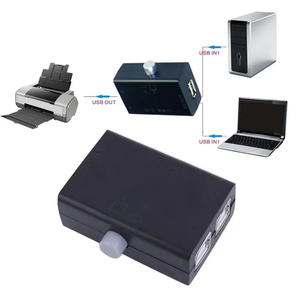 Siyah ABS Evrensel Mini USB Paylaşımı Paylaşım Anahtarı Kutusu Hub 2 Port pc bilgisayar Tarayıcı Yazıcı Manuel Büyük Promosyon