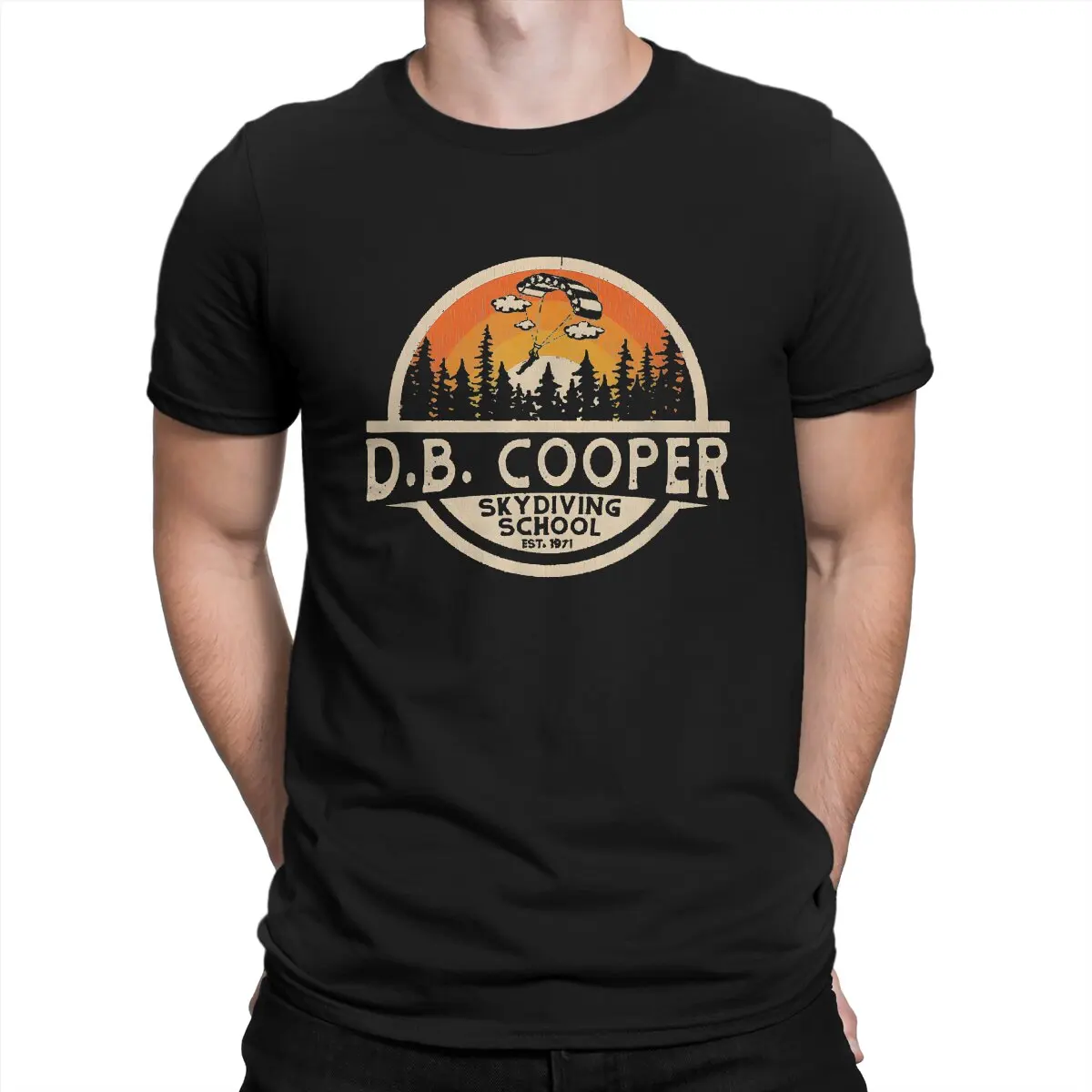Skydiving Okul Hip Hop TShirt DB Cooper Kaçırma Eğlence T Shirt Yeni erkek t-shirtü Kadınlar