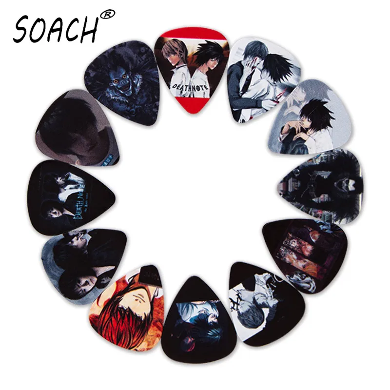SOACH 10 adet 3 çeşit kalınlığı yeni gitar seçtikleri bas japon animesi resimleri yüksek kaliteli baskı seçim Gitar aksesuarları