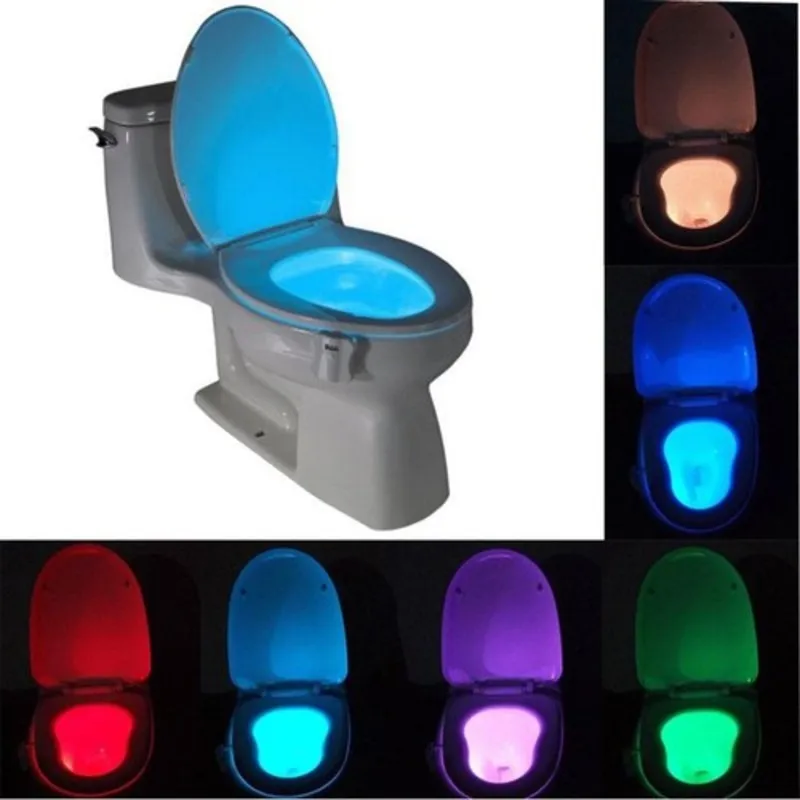 Su geçirmez tuvalet koltuk gece ışıkları hareket sensörü arka ışık taşınabilir 8 renkler tuvalet kase lamba WC tuvalet ışık klozet ışık