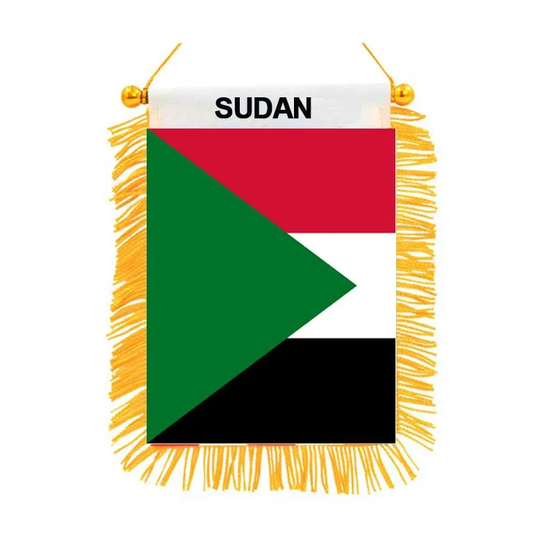 Sudan Çift Taraflı Baskılı Mini Bayraklar Yüksek Kaliteli karartma Kumaş Ev Dekor Asılı Ulusal Bayraklar