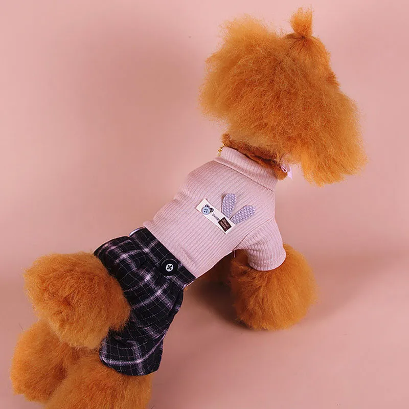 Sıcak evcil köpek kıyafeti Tulum Küçük Orta Köpekler İçin Bichon Örme Kazak Kazak Ekose Pantolon Eşofman Jumper Tulum XXL