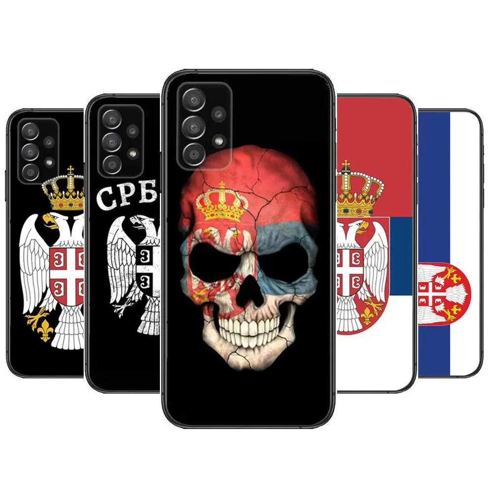 Sırbistan Bayrağı telefon kılıfı Gövde Samsung Galaxy A70 A50 A51 A71 A52 A40 A30 A31 A90 A20E 5G a20s Siyah Kabuk Sanat Cep Kapak