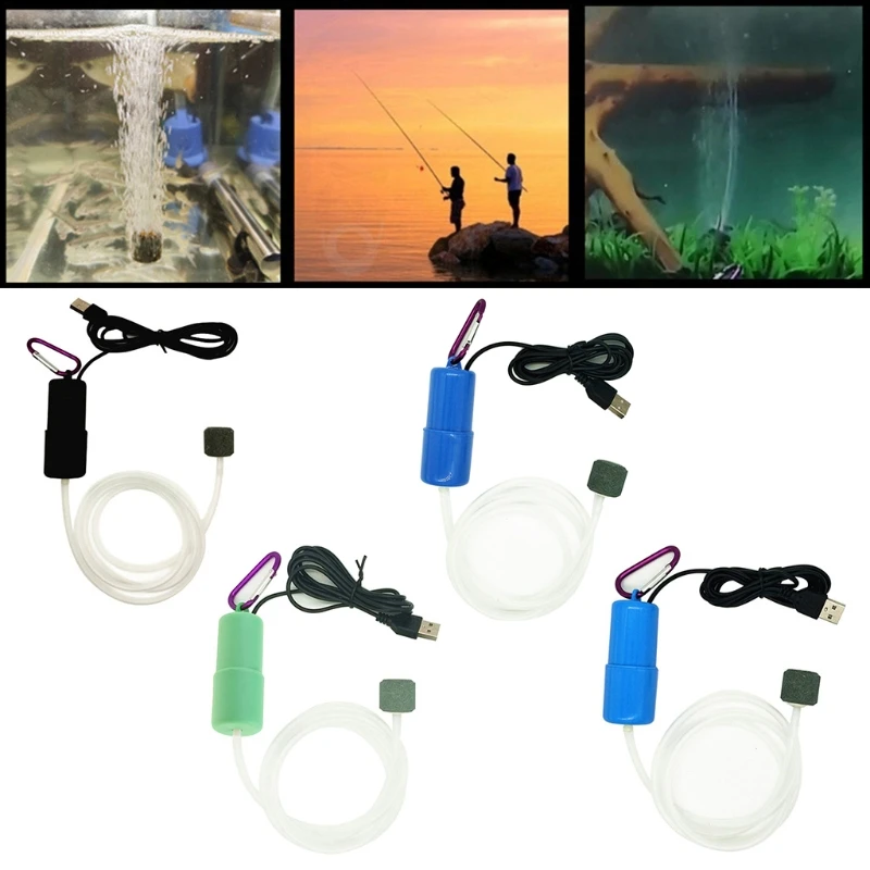 Taşınabilir Mini USB akvaryum balık tankı Oksijen hava pompası Dilsiz Enerji Tasarrufu Kompresörü Su Teraryum Aksesuarları B03E