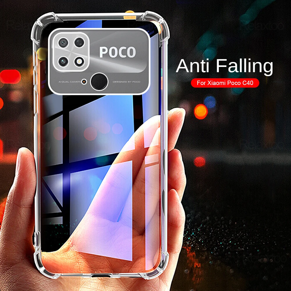 Temizle Hava Yastıkları Yumuşak Silikon Darbeye Coque Xiaomi Poco C40 C 40 40C Durumda Kamera Koruma Fundas Poxo Poko Pocco PocoC40